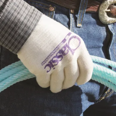 1- GLOVE - Cotton Deluxe Roping Gloves - BLUE - MEDIUM
