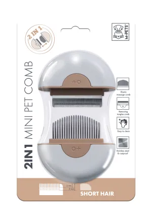 2 in 1 Mini Pet Comb for short hair - Brown