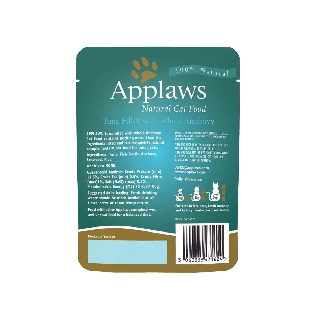 Applaws Tuna Fillet with Whole Anchovy Cat Wet Food