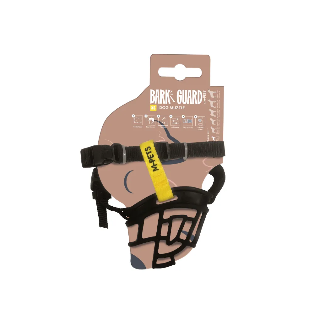 BARK GUARD Dog Muzzle Black & Yellow