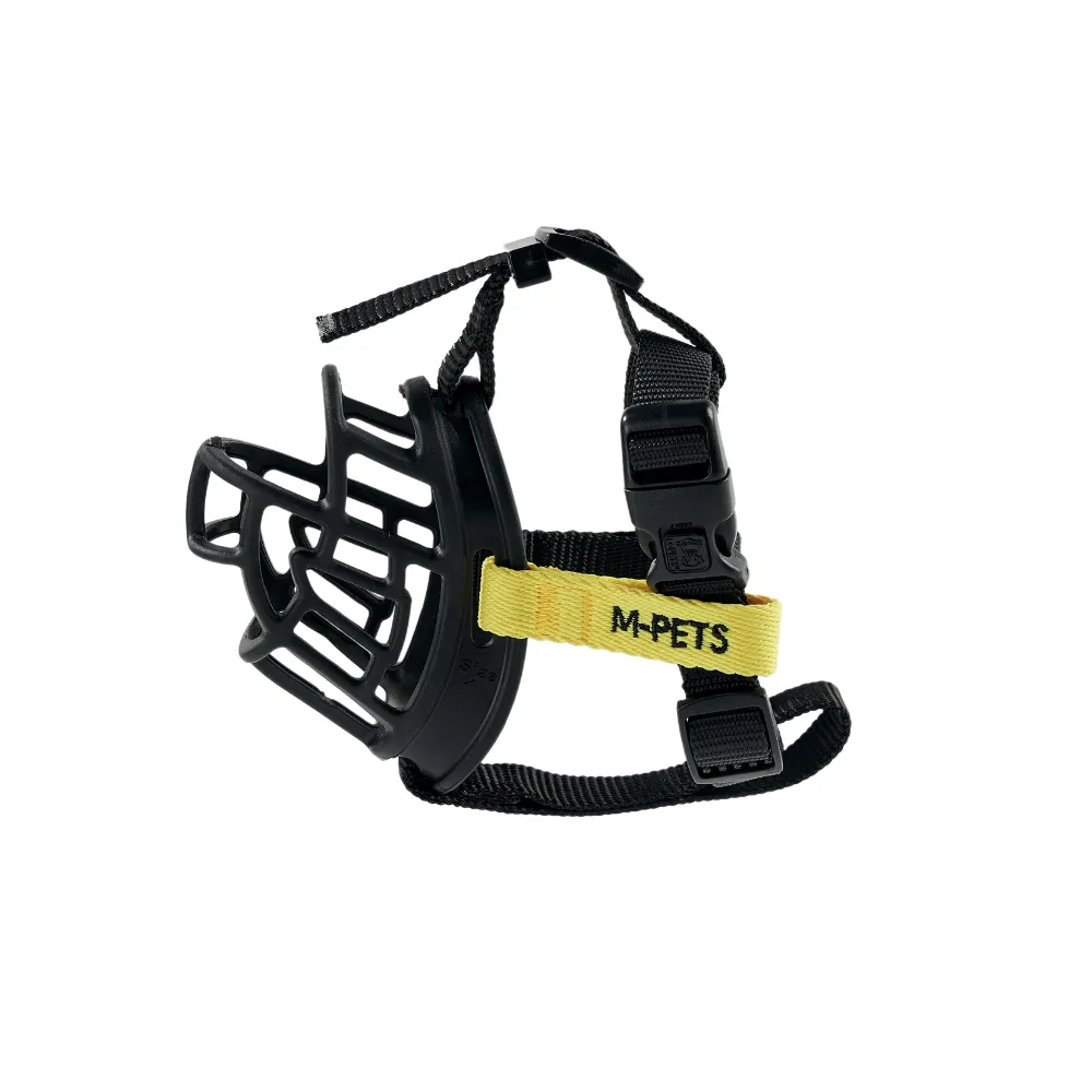 BARK GUARD Dog Muzzle Black & Yellow