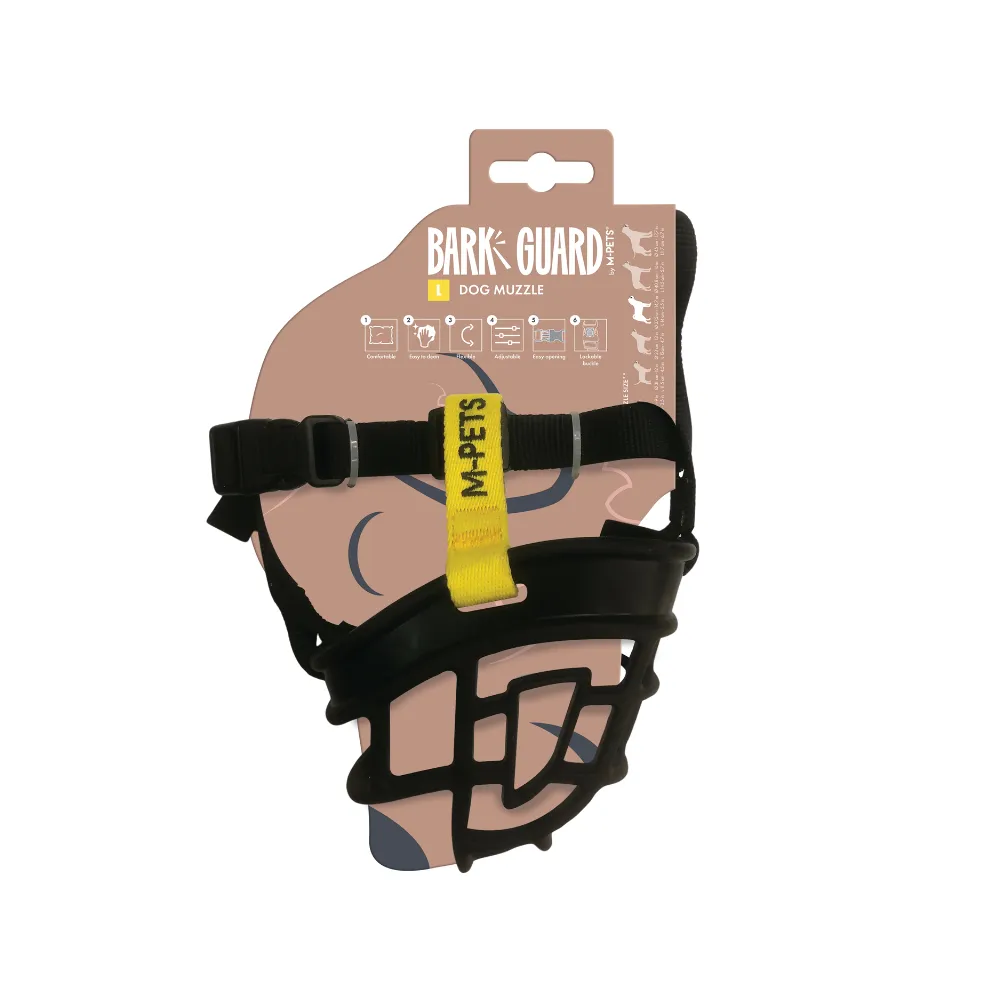BARK GUARD Dog Muzzle Black & Yellow
