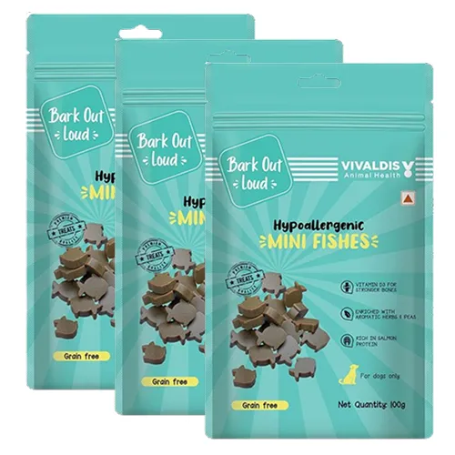 Bark Out Loud by Vivaldis Mini Fishes Grain Free & Hypoallergenic Dog Treats