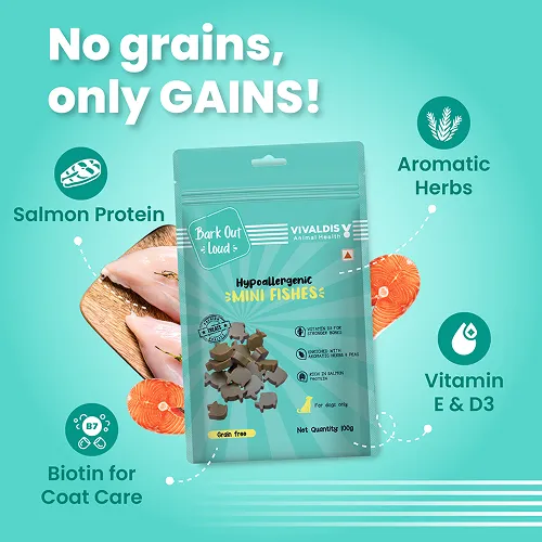 Bark Out Loud by Vivaldis Mini Fishes Grain Free & Hypoallergenic Dog Treats