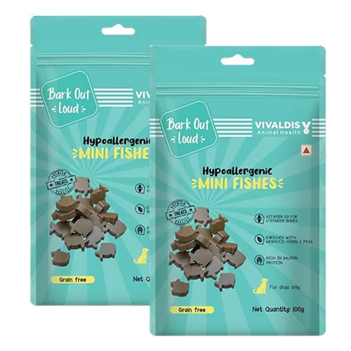Bark Out Loud by Vivaldis Mini Fishes Grain Free & Hypoallergenic Dog Treats