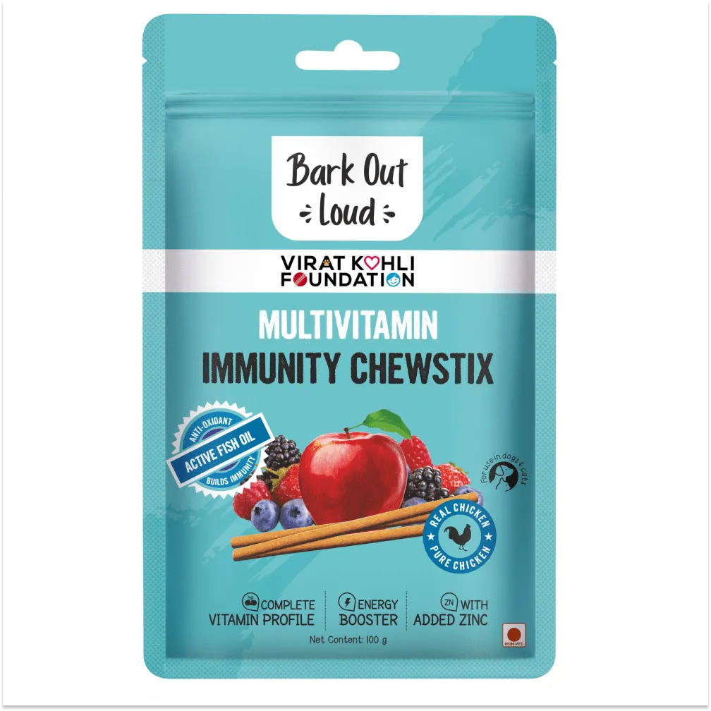 Bark Out Loud Glow and Shine Turmeric and Immunity Multi Vitamin Chew Stix for Dogs and Cats Combo