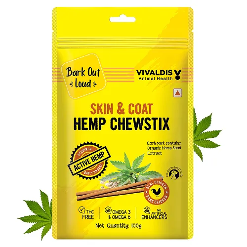 Bark Out Loud Skin & Coat Hemp Chew Stix for Dogs and Cats