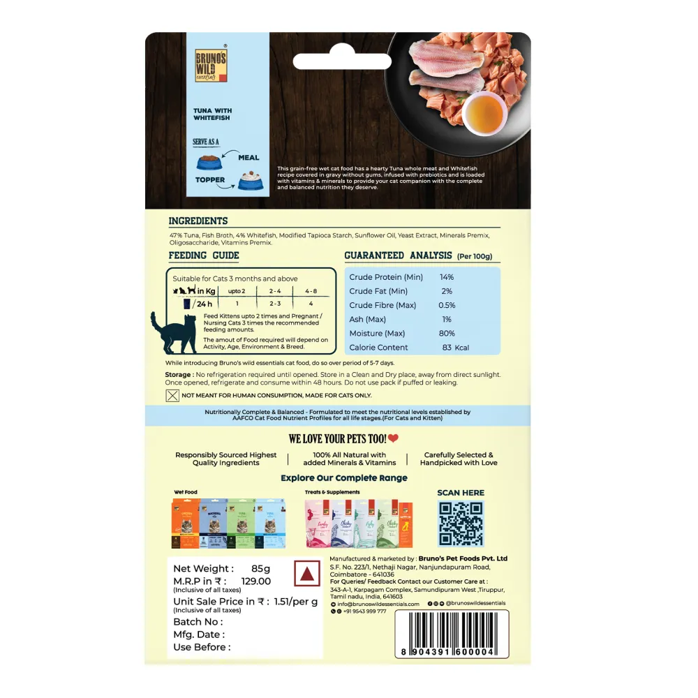 Bruno's Wild Essentials Tuna with Whitefish Cat Wet Food