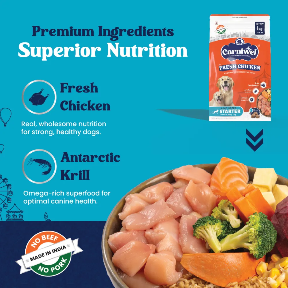 Carniwel Fresh Chicken Kibble Large Breed Starter Dog Dry Food