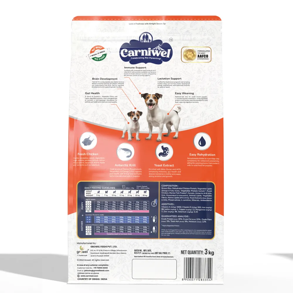 Carniwel Fresh Chicken Kibble Starter For Small Breed Mother & Baby Dog Dry Food