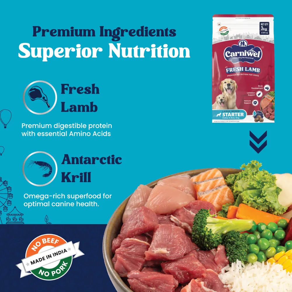 Carniwel Fresh Lamb Starter for Large Breed Mother and Baby Dog Dry Food