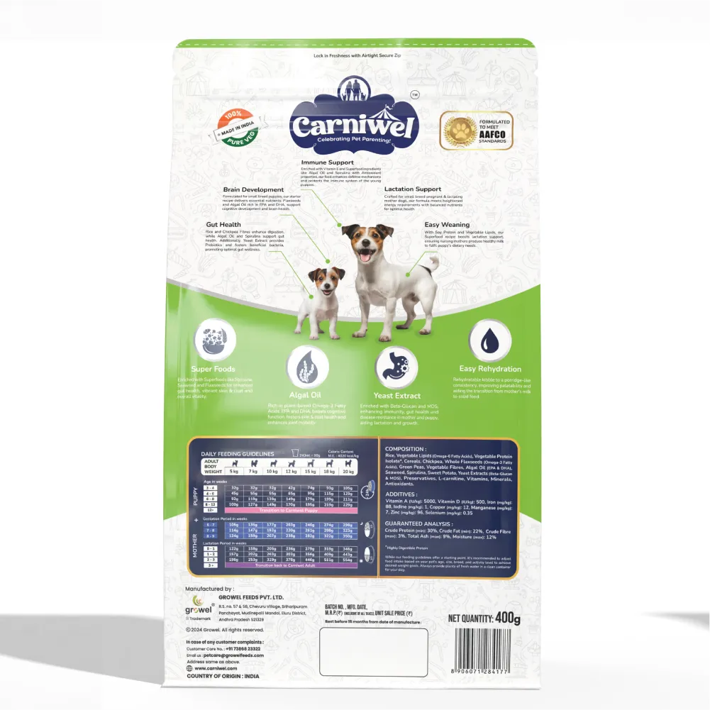 Carniwel Superfoods Veg Kibble Starter For Small Breed Mother & Baby Dog Dry Food