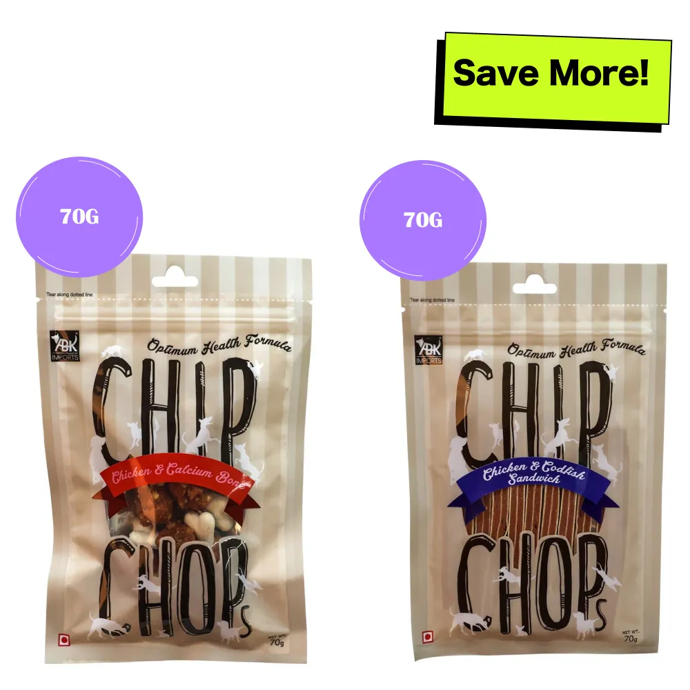 Chip Chops Chicken & Calcium and Chicken & Codfish Bone Dog Treats Combo