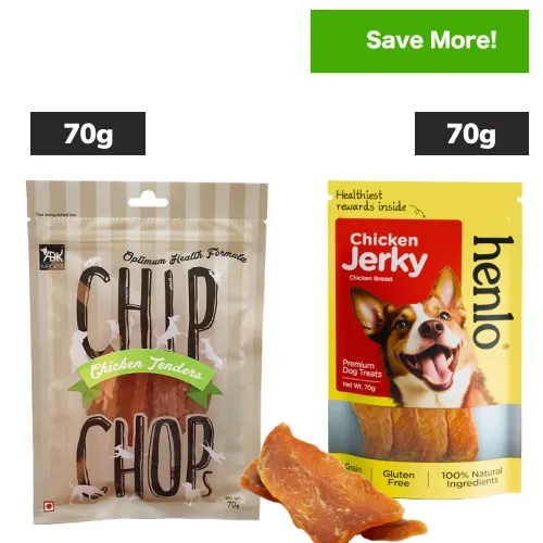 Chip Chops Chicken Tenders and Henlo Chicken Jerky Dog Treats Combo