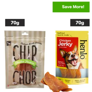 Chip Chops Chicken Tenders and Henlo Chicken Jerky Dog Treats Combo