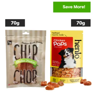 Chip Chops Chicken Tenders and Henlo Chicken Pops Dog Treats Combo