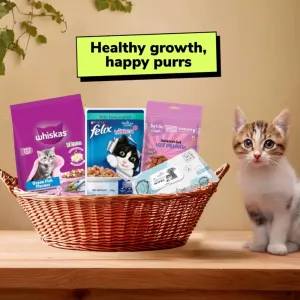 Complete Kitten Nutrition & Hygiene Set (2-12 Months) Food, Treat and Wipes