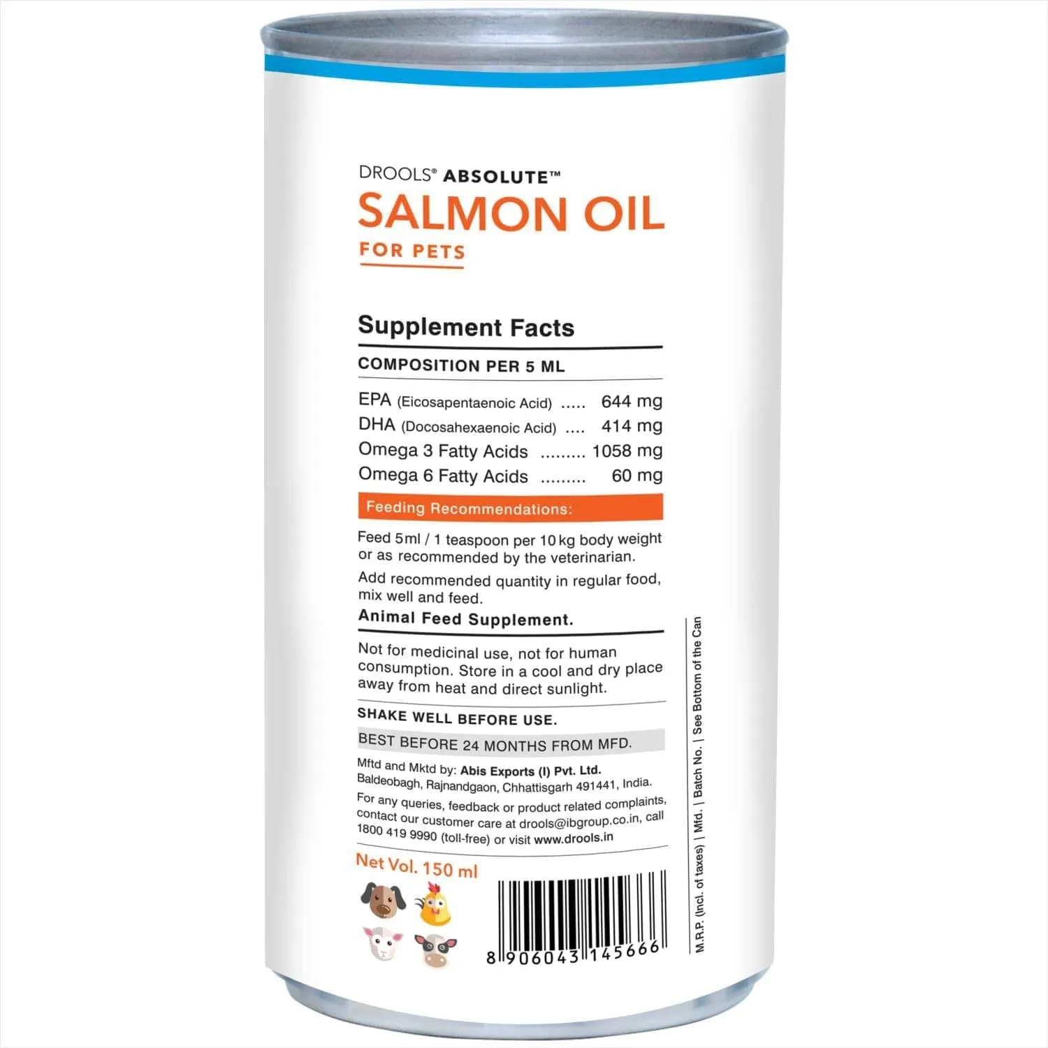 Drools Absolute Salmon Oil Syrup Supplement and Vitamin Supplement Tablets for Dogs Combo