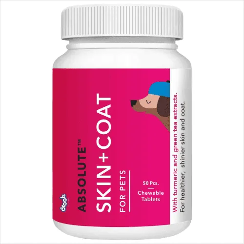 Drools Absolute Skin & Coat and  Absolute Calcium Supplement Tablets for Dogs Combo