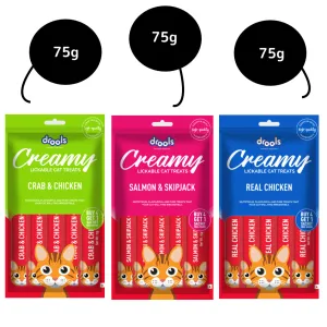 Drools Crab & Chicken, Real Chicken and Salmon & Skipjack Cat Treats Combo