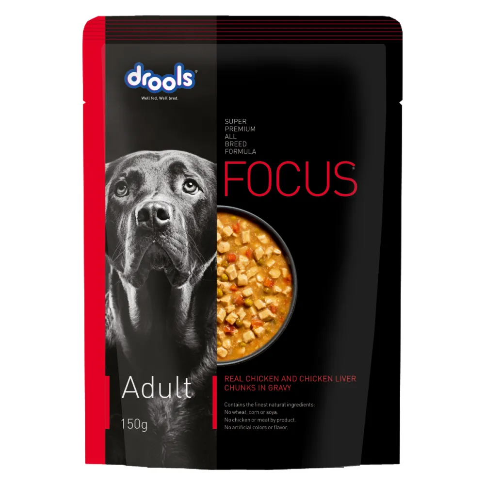 Drools Focus Real Chicken & Chicken Liver Chunks in Gravy Adult Dog Wet Food