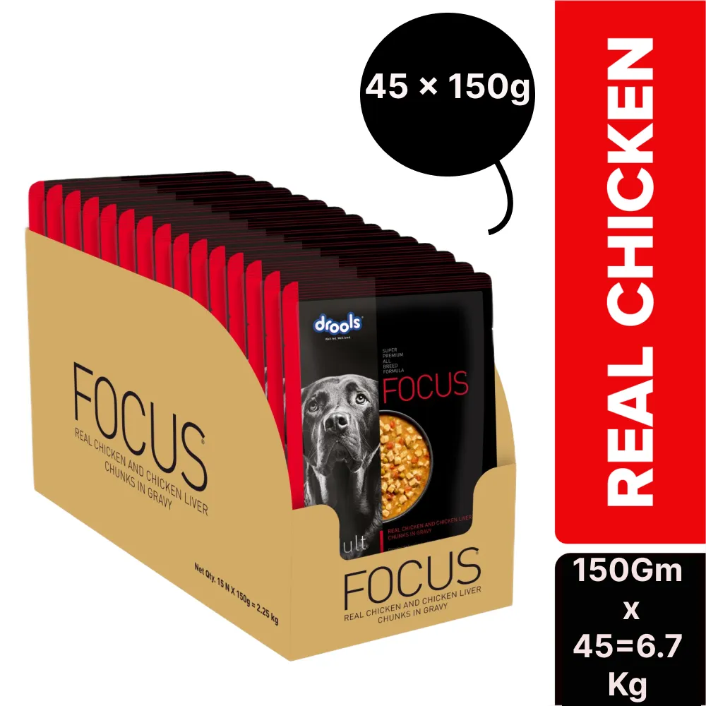 Drools Focus Real Chicken & Chicken Liver Chunks in Gravy Adult Dog Wet Food