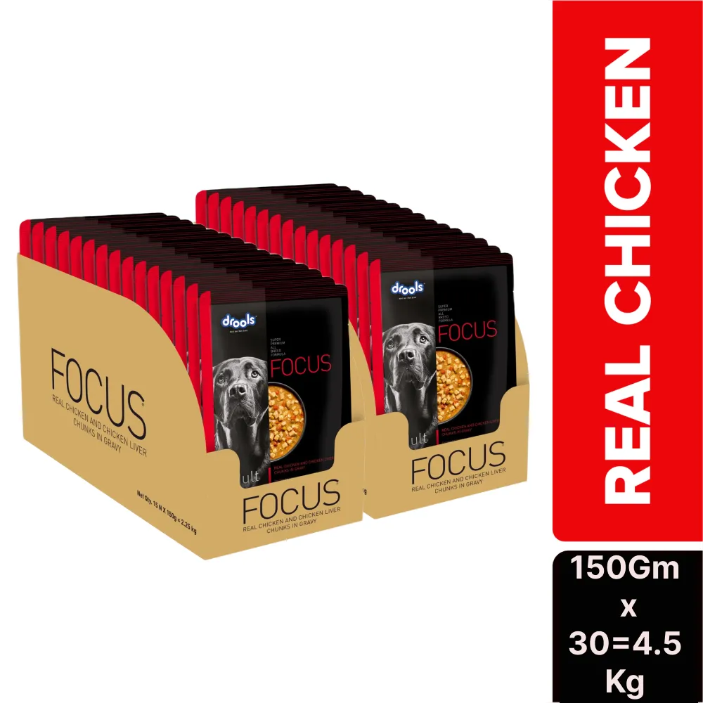 Drools Focus Real Chicken & Chicken Liver Chunks in Gravy Adult Dog Wet Food