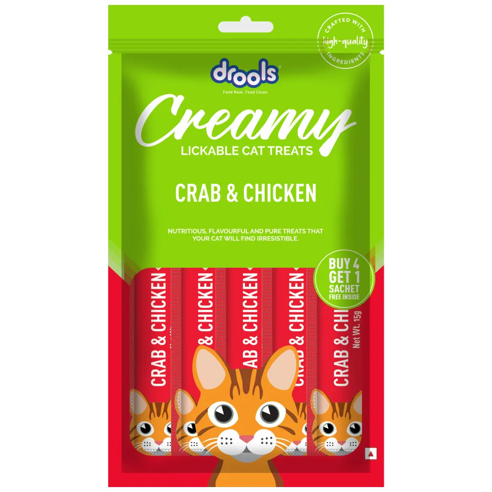 Drools Real Chicken and Crab & Chicken Creamy Cat Treats Combo