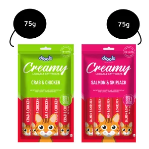 Drools Salmon & Skipjack and Crab & Chicken Creamy Cat Treats Combo