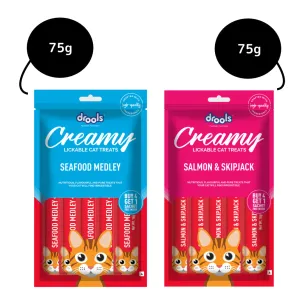 Drools Salmon & Skipjack and Seafood Medley Creamy Cat Treats Combo