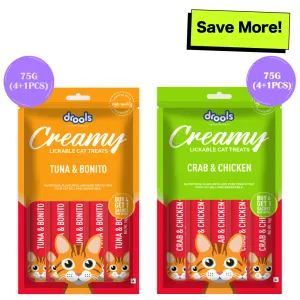 Drools Tuna & Bunito and Crab & Chicken Creamy Cat Treats Combo