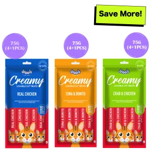 Drools Tuna & Bunito, Crab & Chicken and Real Chicken Creamy Cat Treats Combo