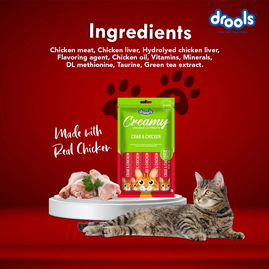 Drools Tuna & Bunito, Crab & Chicken and Real Chicken Creamy Cat Treats Combo