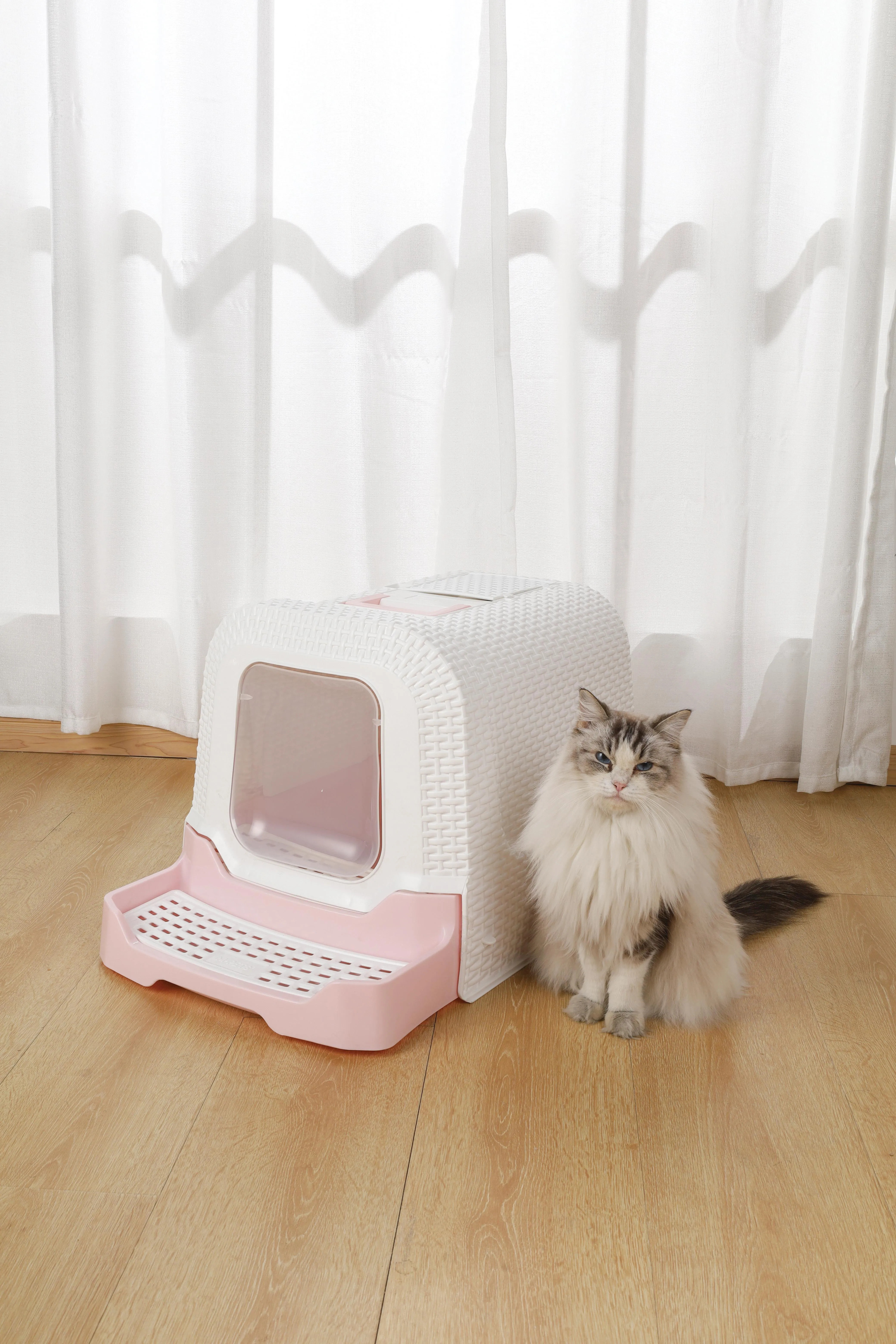 ECO Rattan Cat Toilet Pink