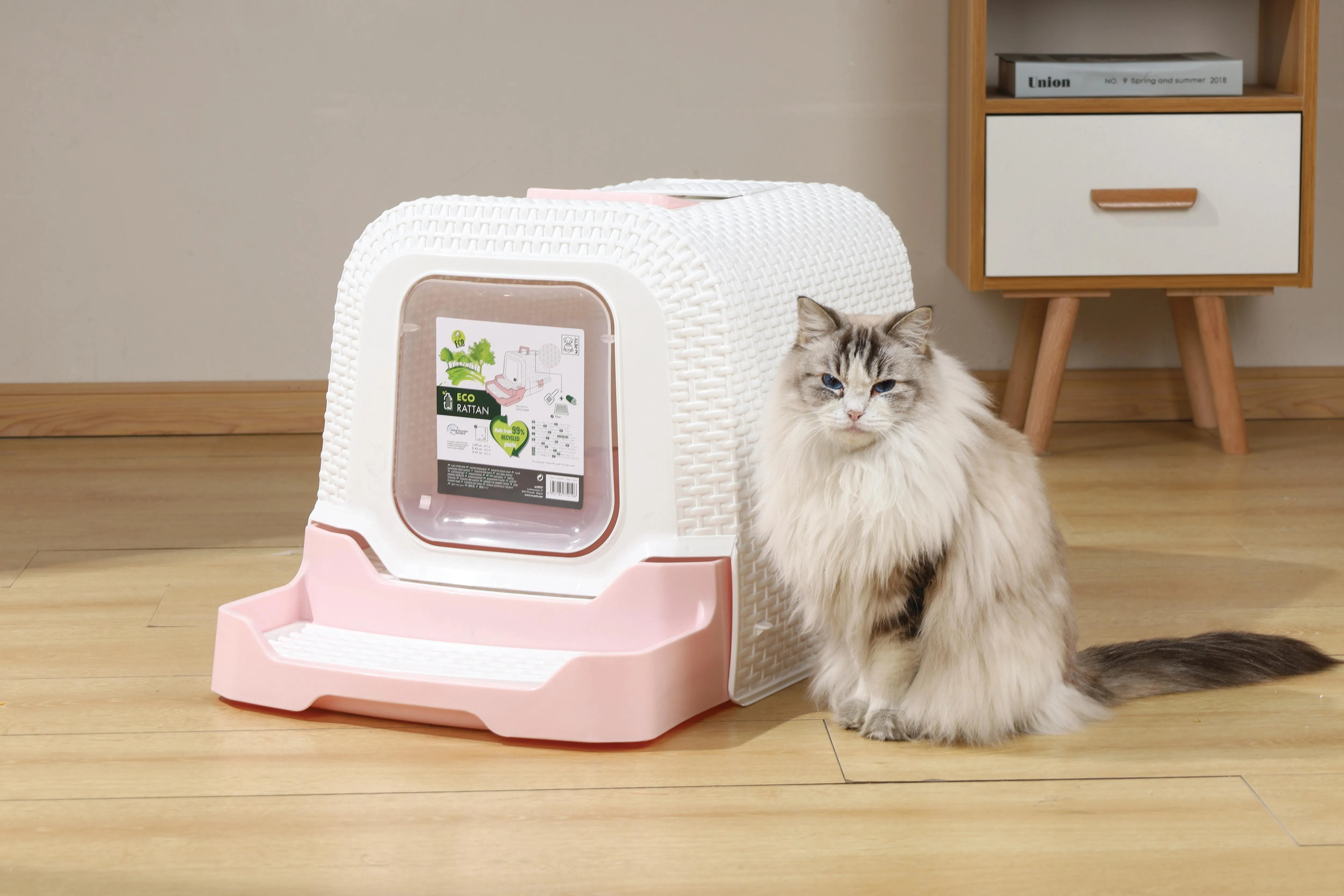 ECO Rattan Cat Toilet Pink