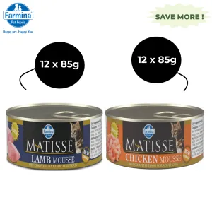 Farmina Matisse Lamb Mousse and Chicken Mousse Adult Cat Wet Food Combo (12 12)