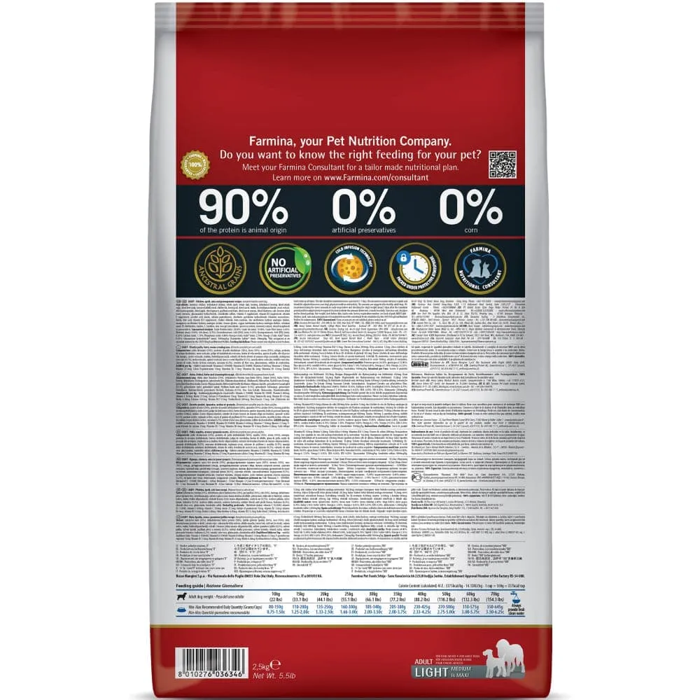 Farmina N&D Chicken & Pomegranate Ancestral Grain Light Adult Medium Maxi Dog Dry Food (Limited Shelf Life)