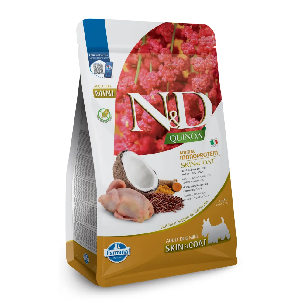 Farmina N&D Quinoa Quail Coconut & Turmeric Skin & Coat Adult Mini Dog Dry Food (Limited Shelf Life)