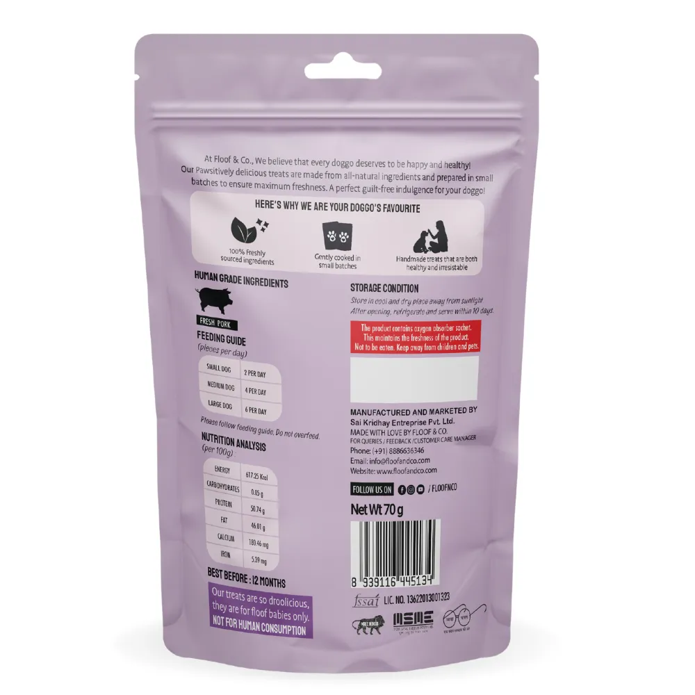 Floof & Co Pork Chew, Bacon Cheese and Chicken Cheese Dog Treats Combo