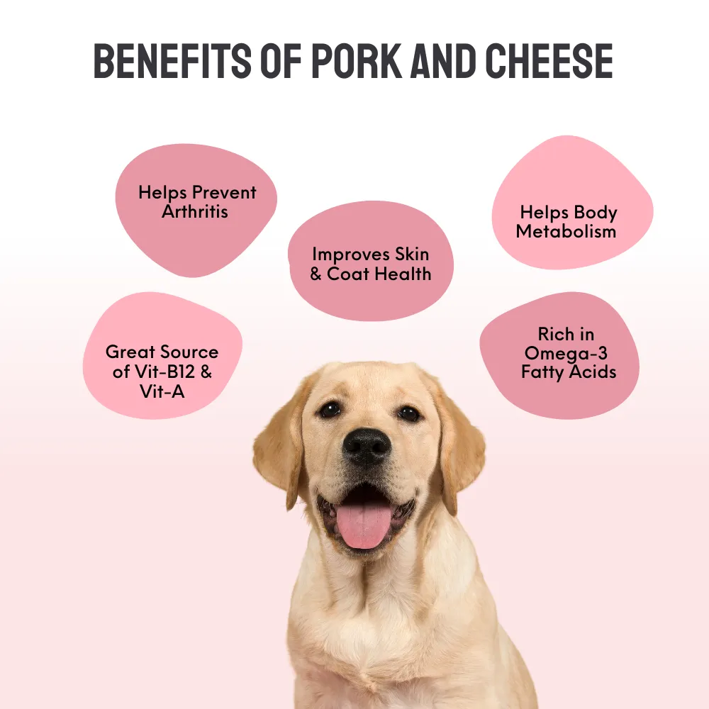 Floof & Co Pork Chew, Bacon Cheese and Chicken Cheese Dog Treats Combo