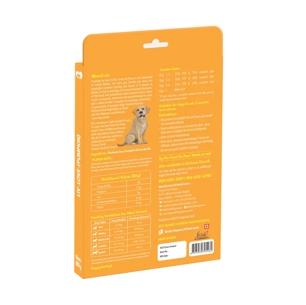 Fresh For Paws Chicken Liver Pumpkin Liv Love & Chicken Liver Carrot Liv Love Supplement for Dogs