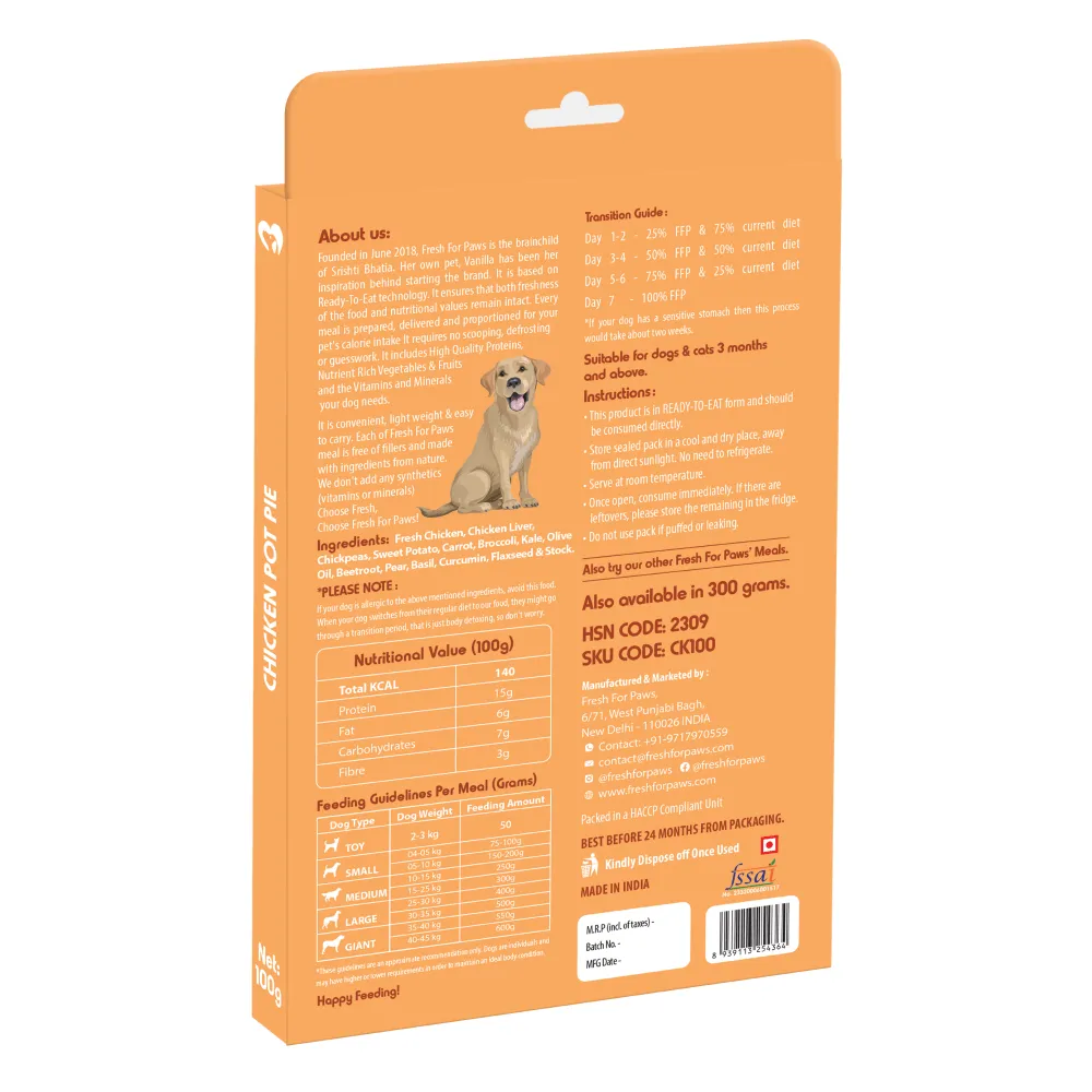 Fresh For Paws Chicken Pot Pie Wet Food for Dogs (100g)