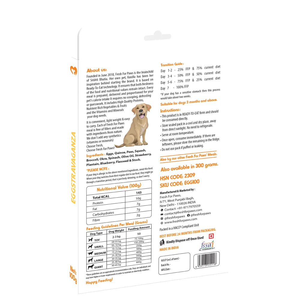 Fresh For Paws Eggstravaganza Dog Wet Food (100g)