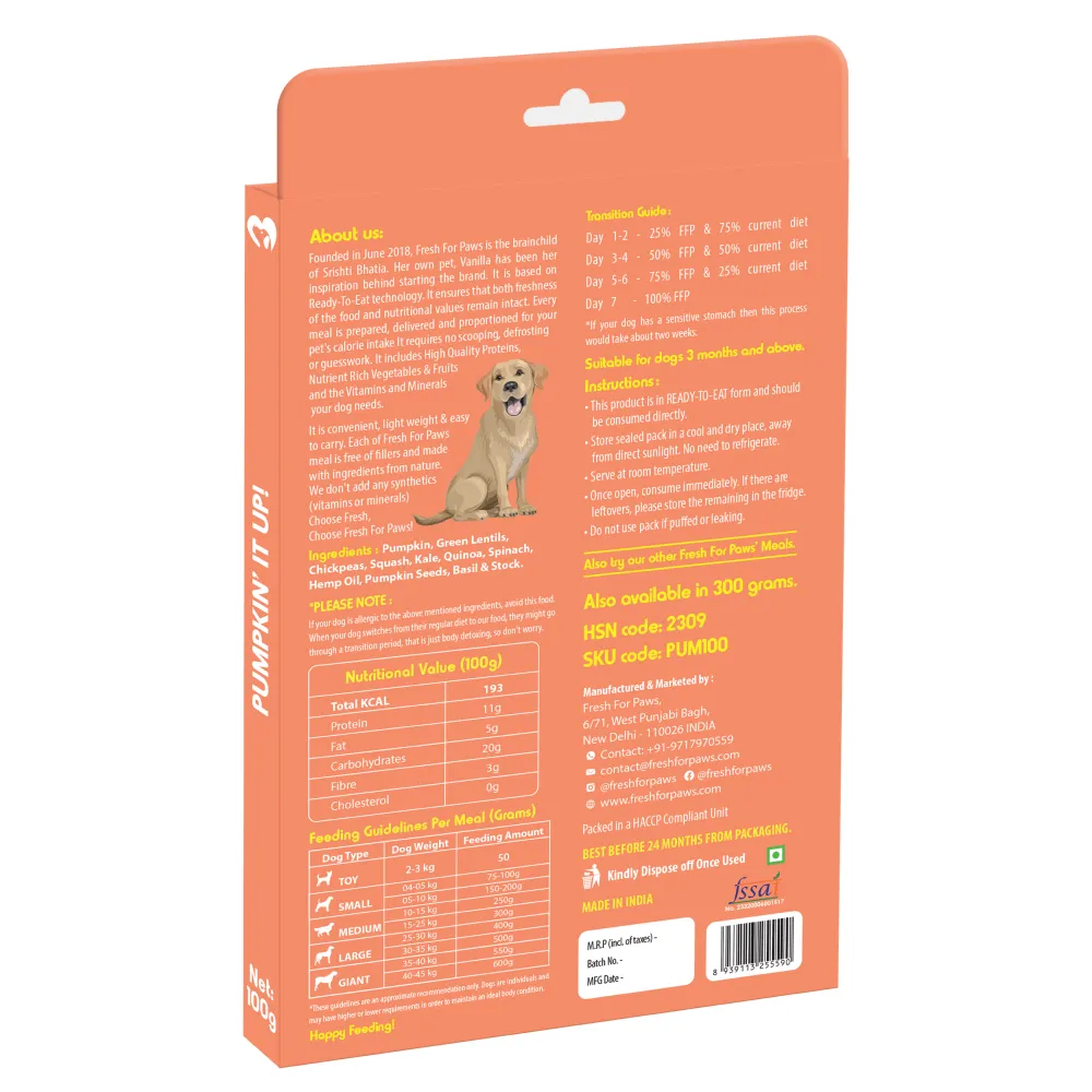 Fresh For Paws Pumpkin It Up Dog Wet Food (300g)