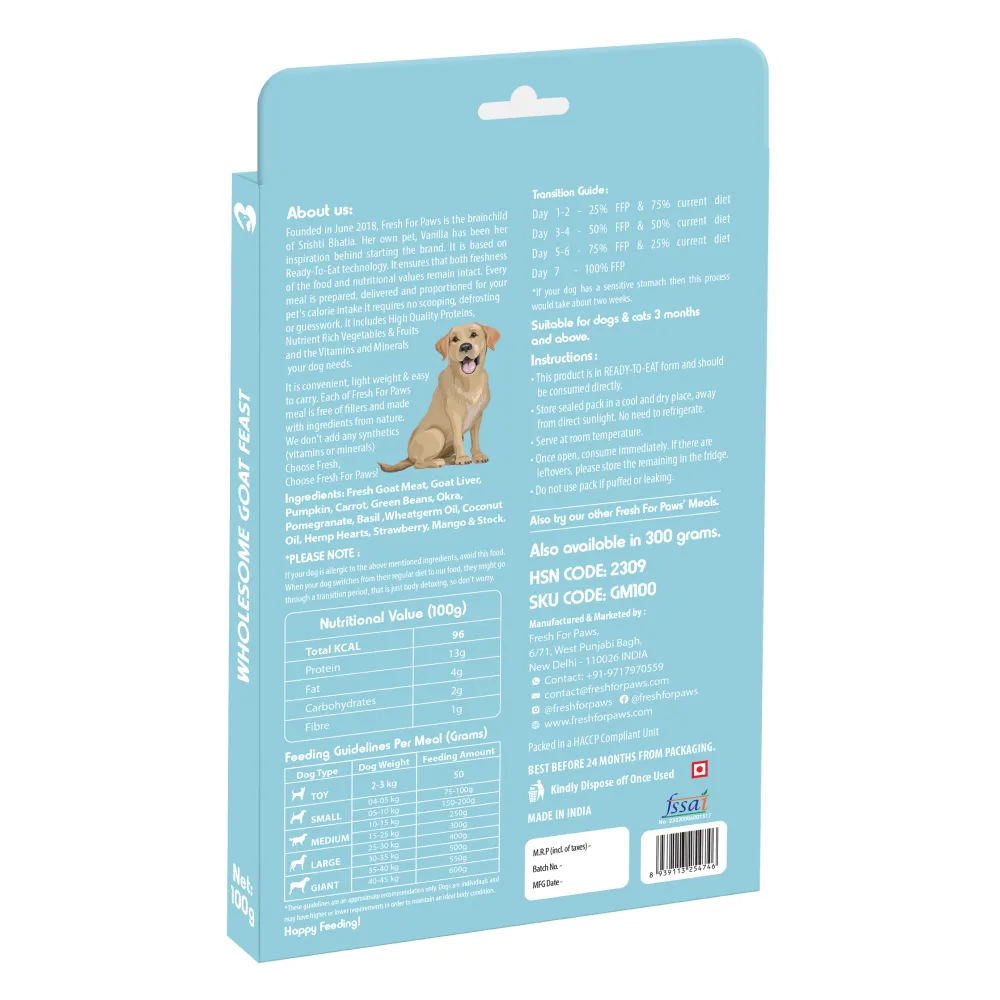Fresh For Paws Wholesome Goat Feast Wet Food for Dogs (100g)