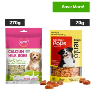 Gnawlers Calcium Milk Bone and Henlo Chicken Pops Dog Treats Combo