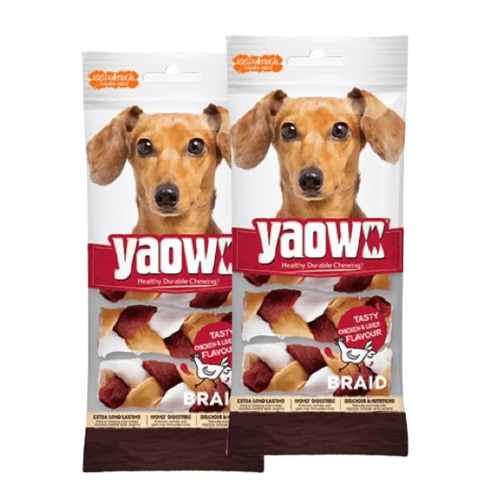 Gnawlers Yaowo Braid Chicken and Liver Dog Treats (12.5cm)