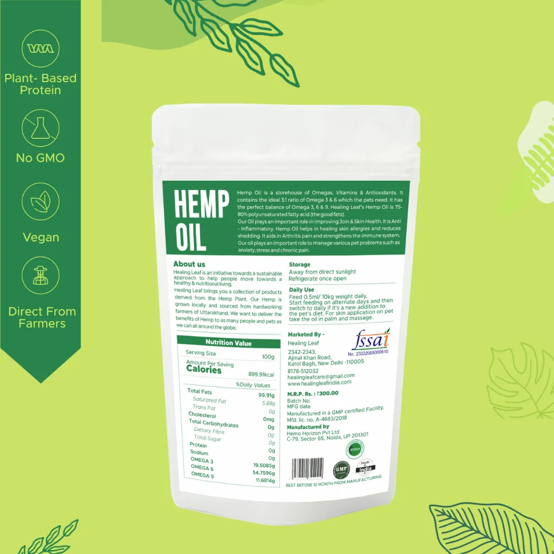 Healing Leaf Hemp Oil for Pets and Fresh For Paws Lamb On The Go Dog Wet Food Combo