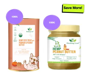 Healing Leaf Hemp Pumpkin Treats and Peanut Butter for Dogs Combo