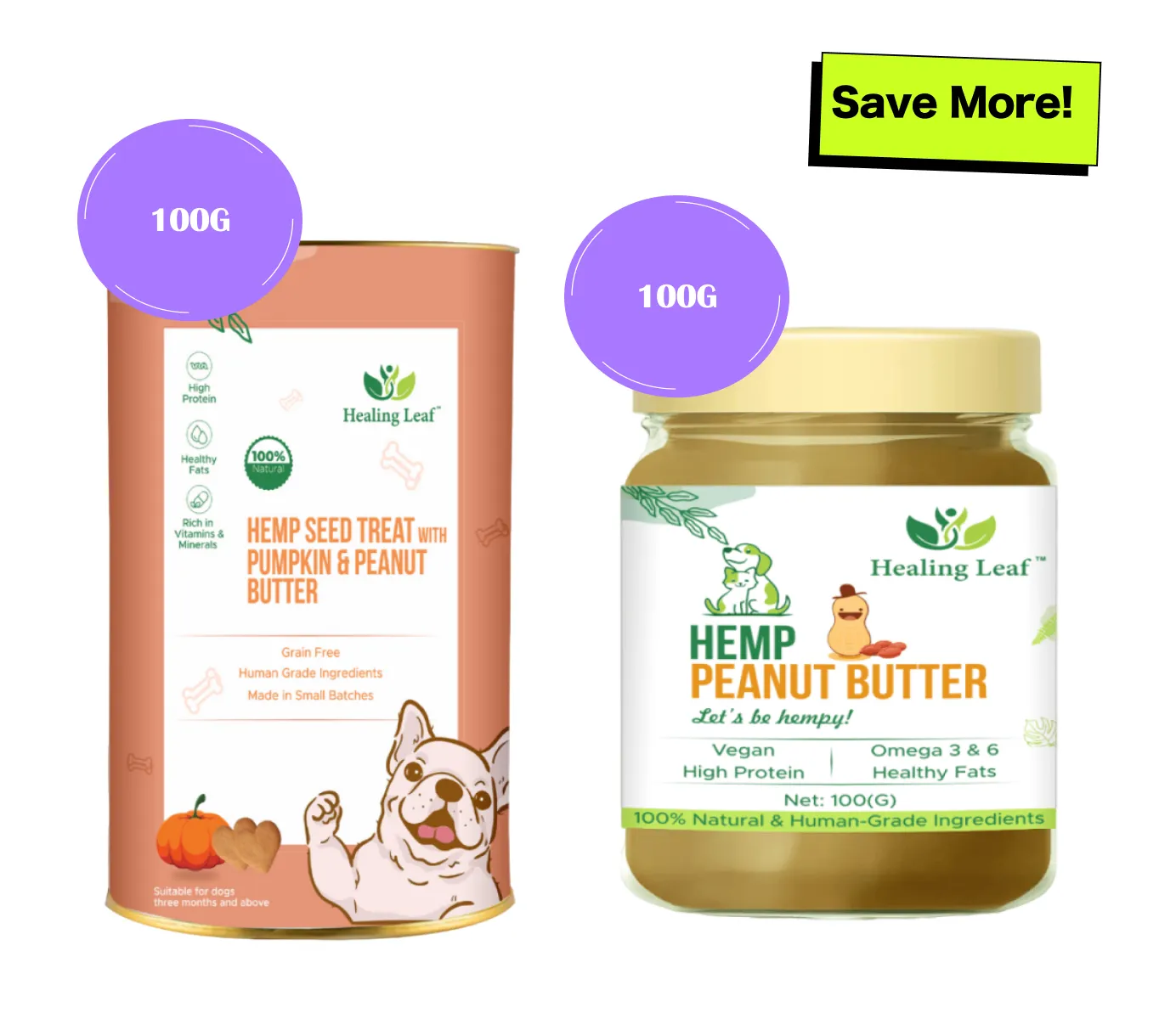 Healing Leaf Hemp Pumpkin Treats and Peanut Butter for Dogs Combo